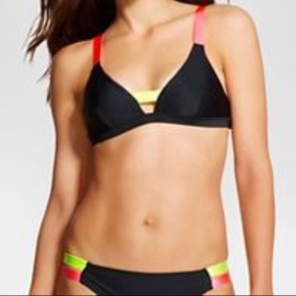 3/$30 Black Bikini Set w/ Neon Straps - Picture 1 of 6